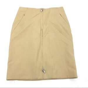 Worth NY double zipper pencil skirt 4 tan